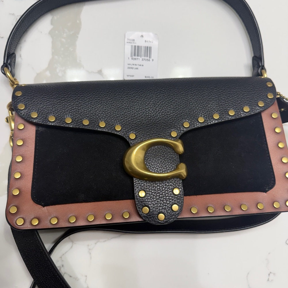 Coach Black and Brown Crossbody Bag with top handle with Gold Accents - Picture 4 of 16